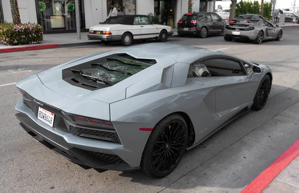 Los Angeles California Usa April 2021 Blue Lamborghini Aventador Luxury — Stock Photo, Image