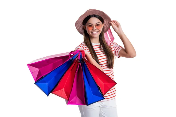 Foto Teen Girl Sorridere Alla Vendita Shopping Con Borse Teen — Foto Stock