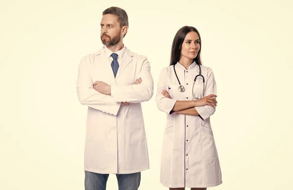 Cardiologist Doctor Nurse Isolated White Cardiologist Doctor Nurse Studio Photo — Stock Photo, Image