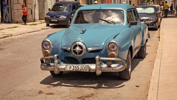Havana Küba Mayıs 2019 Eski Zaman Retro Otomobil Studebaker Mavi — Stok fotoğraf