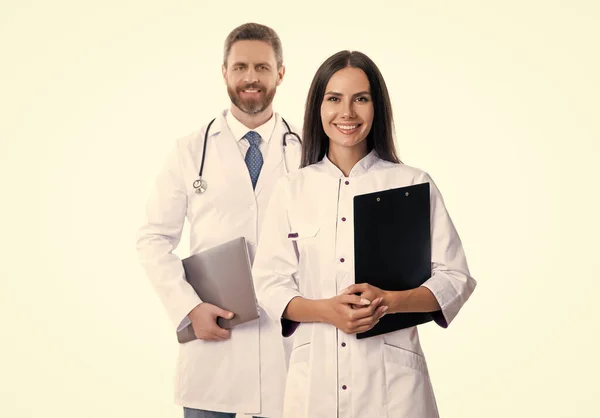 Selektiver Fokus Von Arzt Und Internist Auf Weißem Hintergrund Arzt — Stockfoto