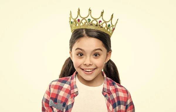 Fotografie Šťastné Dospívající Královna Dívka Nosit Korunu Dospívající Královna Dívka — Stock fotografie