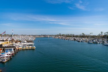 Long Beach, Kaliforniya ABD - 10 Nisan 2021: Yaz limanı veya yat limanı.