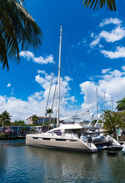 Miami Florida Marzo 2023 Vacaciones Verano Catamarán Yates Vela Miami —  Fotos de Stock