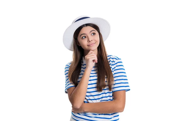 Photo Summer Trendy Thoughtful Teen Girl Wearing Hat Summer Trendy — Stock Photo, Image