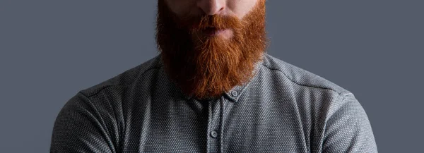 Portrait Irish Man Crop View Red Beard Unshaven Face Stylish — Stock Photo, Image