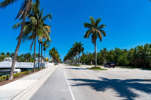 Landschaftlich Reizvolle Ansicht Der Straße Mit Palmen Allein Weg Beverly — Stockfoto