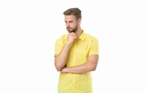Image Pondering Man Bristle Pondering Man Isolated White Pondering Man — Stock Photo, Image