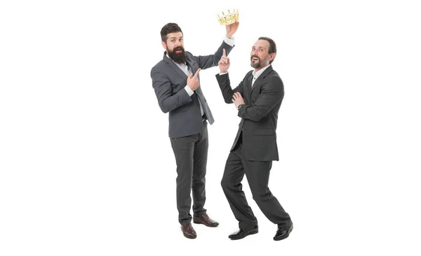 Glory Seeking Men Businessmen Compete Crown Crown Glory Winner Coronation — 스톡 사진