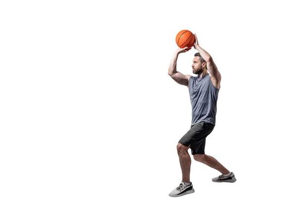 Full Length Sportsman Play Dunk Basketball Sportswear Sportsman Play Dunk — Stock Photo, Image