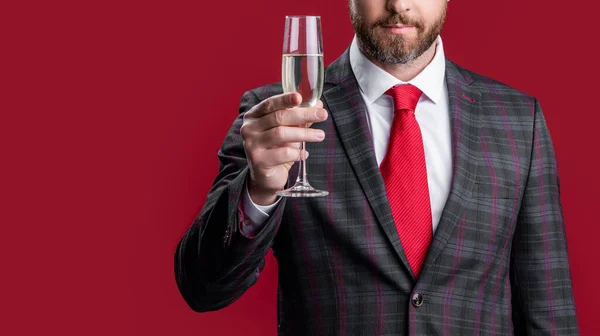Businessman Celebrating Business Reward Cropped View Businessman Suit Celebrating Business — Stockfoto