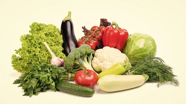 Variety Fresh Ripe Organic Vegetables Natural Vegetarian Food Isolated White — Stockfoto