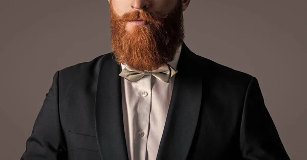 Vista Uomo Raccolto Con Barba Faccia Rasata Con Barba Rossa — Foto Stock