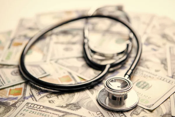 Medicine Expenses Healthcare Concept Money Medicine Expenses Selective Focus Stethoscope — Stock Photo, Image
