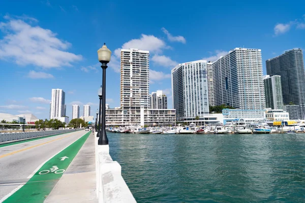 stock image Miami, Florida USA - April 15, 2021: cityscape destination with way road.