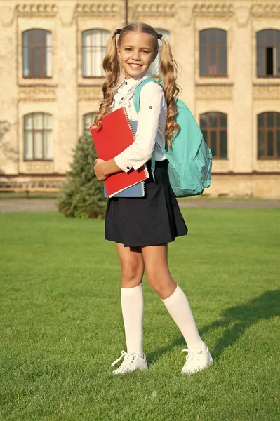Happy Schoolgirl Back School Teenage Girl Smiling School September Education — Fotografia de Stock