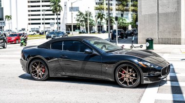 Miami Beach, Florida USA - April 15, 2021: maserati gran turismo, side view.