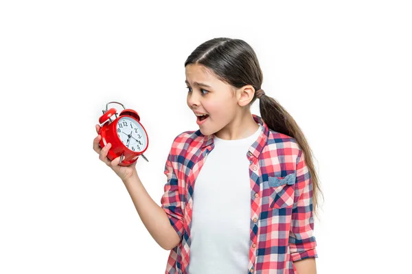 Amazed Teen Girl Deadline Alarm Isolated White Teen Girl Deadline — Stock Photo, Image