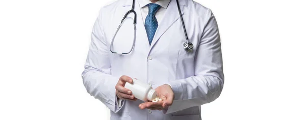 Orvos Gyógyszeres Háttérrel Gyógyszer Orvos Gyógyszerekkel Orvos Gyógyszeres Izolált Fehér — Stock Fotó