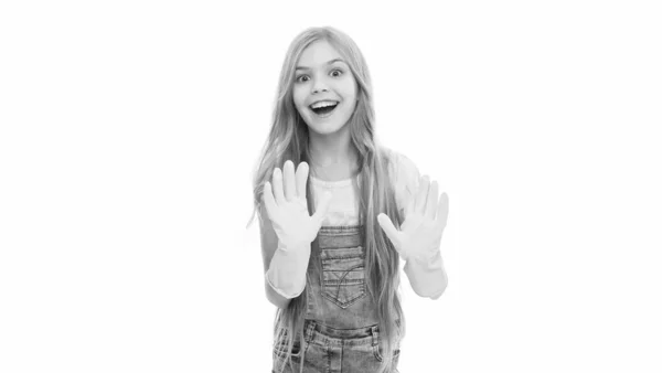 Happy Girl Wearing Rubber Gloves Housekeeping Isolated White Teen Girl — Fotografia de Stock