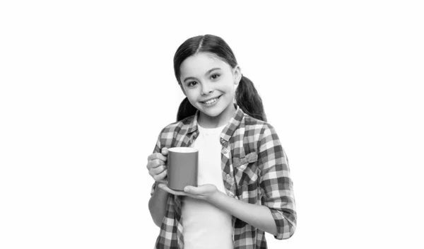Χαρούμενη Έφηβη Πρωινό Καφέ Στο Στούντιο Έφηβη Πρωινό Καφέ Στο — Φωτογραφία Αρχείου