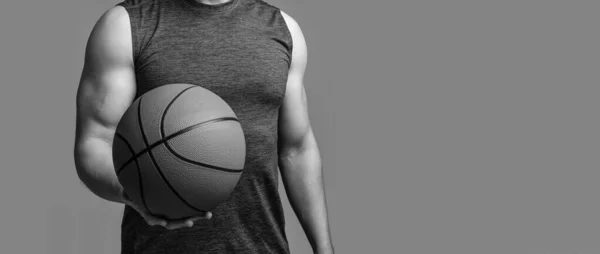 Cropped View Sport Man Basketball Player Isolated Grey Background Sport — Stock Photo, Image