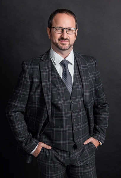 Caucasian Executive Studio Executive Wear Jacket Tie Photo Executive Suit — Stock Photo, Image