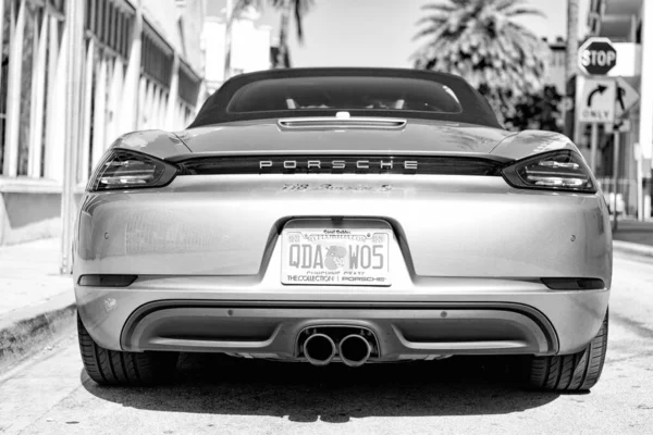 Miami Beach Floryda Usa Kwietnia 2021 Srebrne Porsche 718 Boxster — Zdjęcie stockowe
