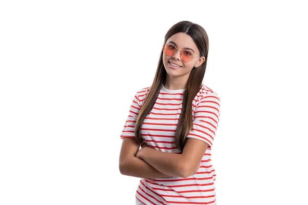 멋쟁이는 스튜디오에 복사하는 공간이야 Photo Summer Tween Girl Wear Striped — 스톡 사진