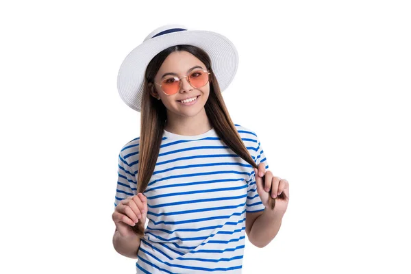 Summer Style Teen Girl Smile Isolated White Summer Style Teen — Stock Photo, Image