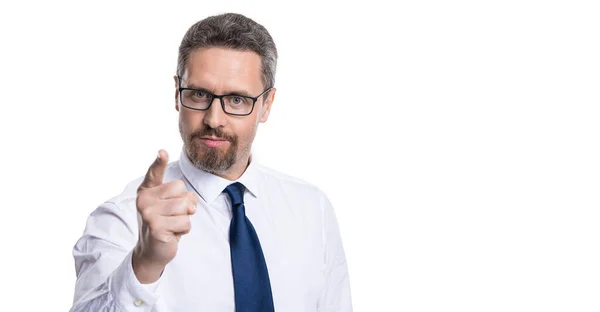 Mann Zeigt Mit Erhobenem Zeigefinger Auf Weiß Werbung Mann Zeigt — Stockfoto