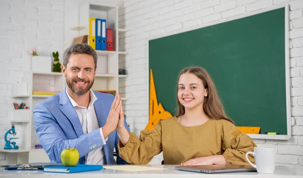 Happy Teen Child Study Classroom Tutor — Stock Photo, Image