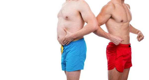Photo Men Belly Abs Comparison Copy Space Belly Abs Comparison — Stock Photo, Image