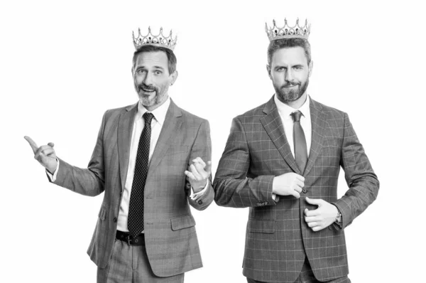 Successful Businessmen Smile Crown Isolated White Background Successful Businessmen Crown — Fotografia de Stock
