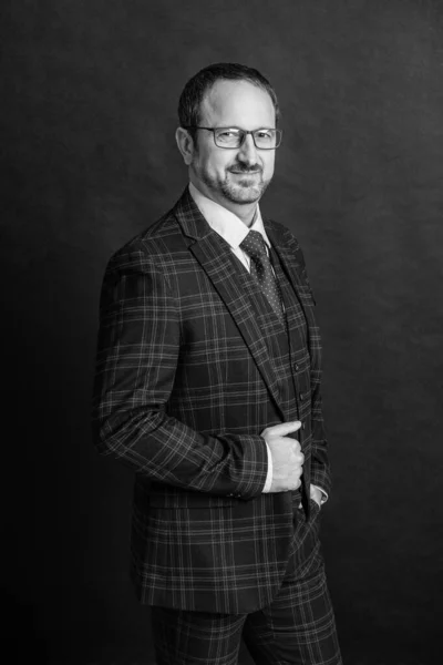 Professional Executive Wear Jacket Tie Photo Executive Suit Glasses Mature — Stockfoto