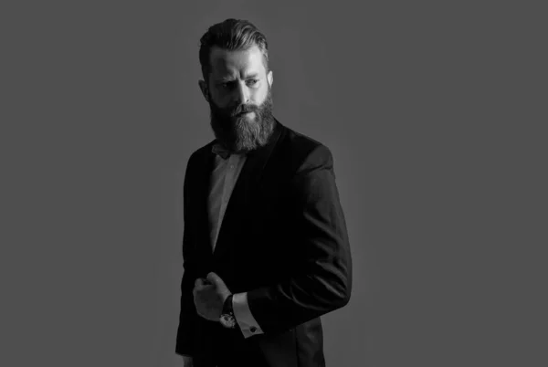 Харизматичний Чоловік Формальному Одязі Тукседо Офіційний Одяг Tuxedo Бородатий Чоловік — стокове фото