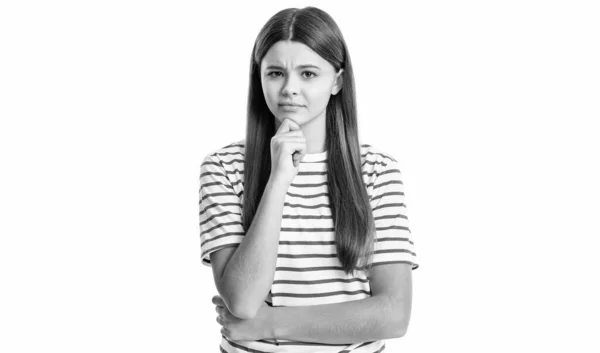 Porträt Eines Denkenden Teenie Mädchens Shirt Denken Teenager Mädchen Drücken — Stockfoto