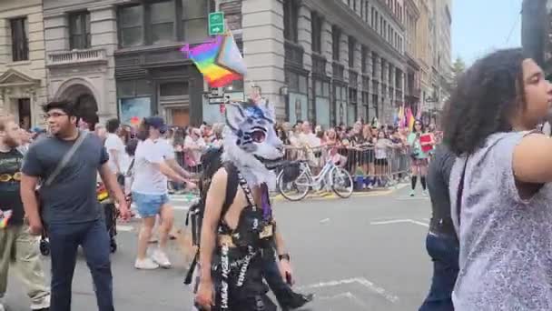 纽约州纽约市 2023年6月25日 2023年纽约的骄傲游行游行 Lgbtq的活跃分子 同性恋 娼妓游行 图库视频片段