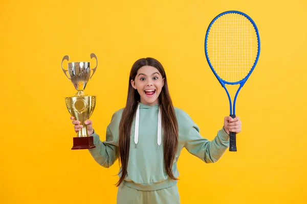 Tenis Kortunda Genç Kız Şampiyon Oldu Badminton Şampiyon Kızı Tenis — Stok fotoğraf