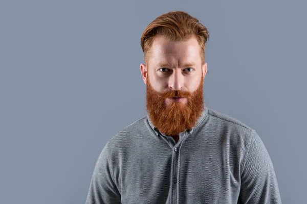 Cuidado Com Barba Bonito Homem Sem Barba Tem Barba Espaço — Fotografia de Stock