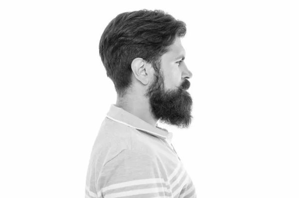Retrato Perfil Barbudo Cara Homem Com Barba Bigode Homem Sério — Fotografia de Stock