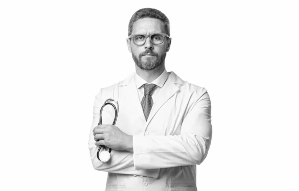 Physician Stethoscope Physician Isolated White Background Medical Physician Man — Stock Photo, Image