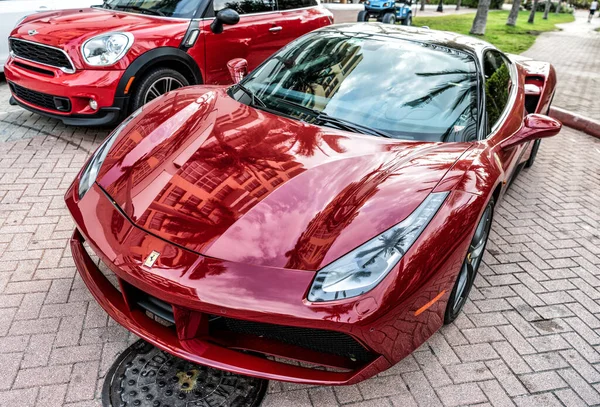 Майами Бич Флорида Сша Апреля 2021 Года Красный Ferrari 488 — стоковое фото