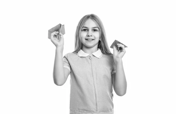 Kindheit Eines Glücklichen Teenie Mädchens Das Mit Origami Spielt Foto — Stockfoto