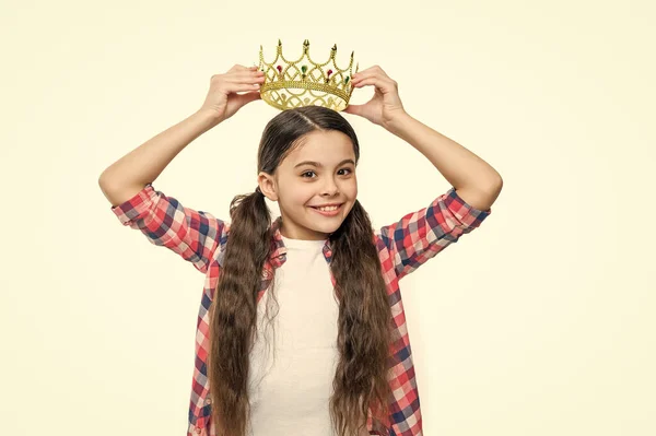 Feliz Adolescente Princesa Chica Aislado Blanco Adolescente Princesa Chica Estudio — Foto de Stock