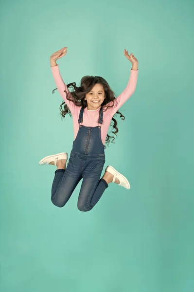 Childhood Teen Girl Jumping Background Childhood Teen Girl Childhood Teen — Foto Stock