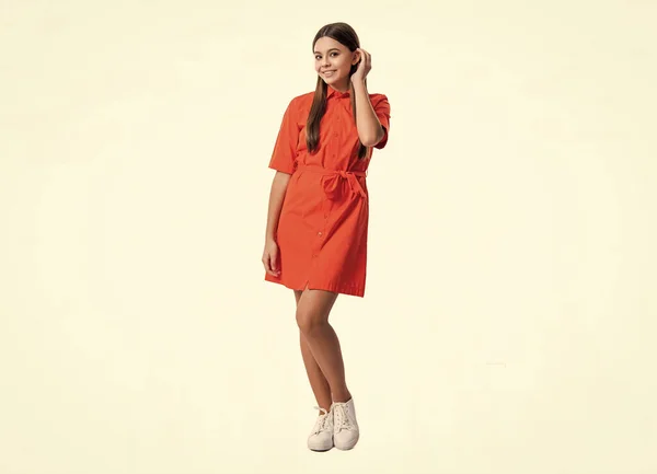 Fashion Style Teen Girl Wear Tshirt Standing Full Length Teen — Stock Photo, Image