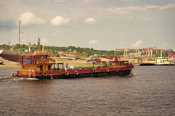 Manaus Brasilien December 2015 Lastfartyg Vid Kaj — Stockfoto