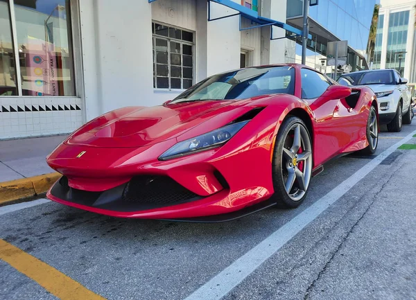 Los Angeles Kalifornien Usa März 2021 Roter Ferrari Tributo Luxussportwagen — Stockfoto