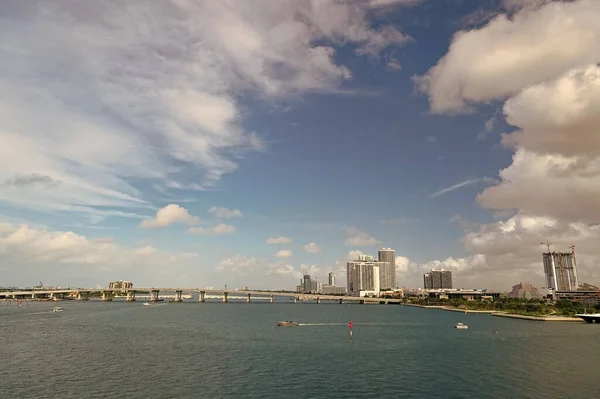Miami Skyline Horizon Miami Skyline Och Stadsbild Miami Skyline Med — Stockfoto